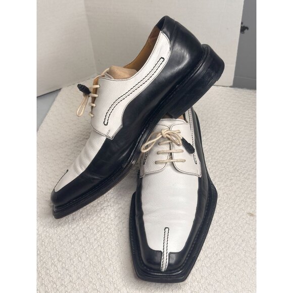 Mezlan Other - Mezlan Mens Shoes Oxfords Black White Two Tone Leather Square Toe Lace-Up size 8
